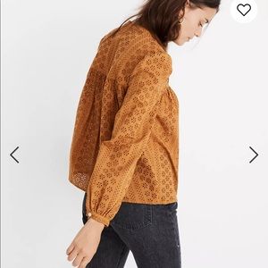 Madewell eyelet peasant top size small mustard